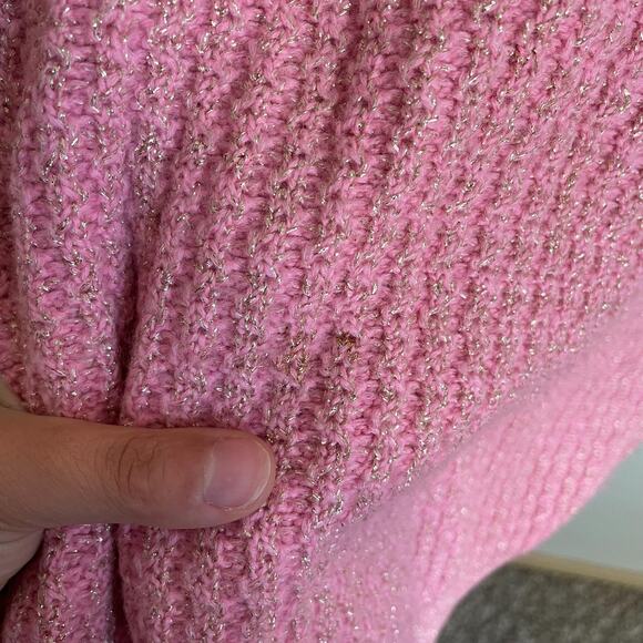 80s vintage CLASSIQUES pink gold merino wool blend oversize sweater size s/m - Picture 9 of 9